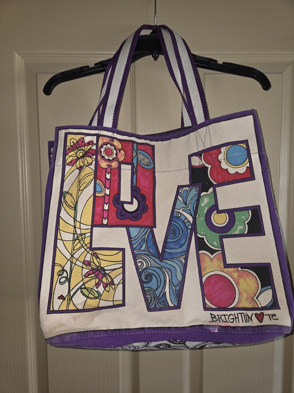 Brighton LOVE Canvas Tote Bag in Purple